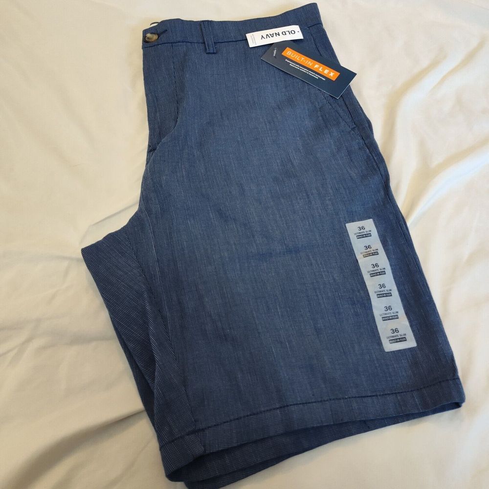 Old Navy Ultimate Slim Men's Built In‎ Flex Blue Shorts Size 36 NWT